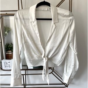 Aritzia Wilfred tie front blouse in light birch. XS. Never worn, NWOT